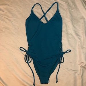 Teal one piece bathing suit